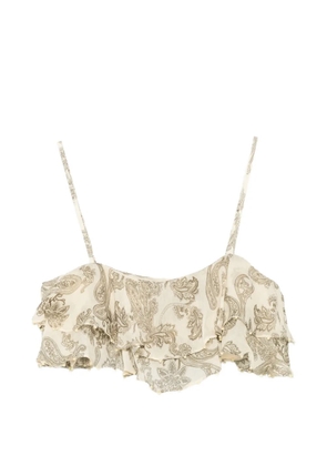 Hemant And Nandita Dani paisley-print ruffled top - Neutrals