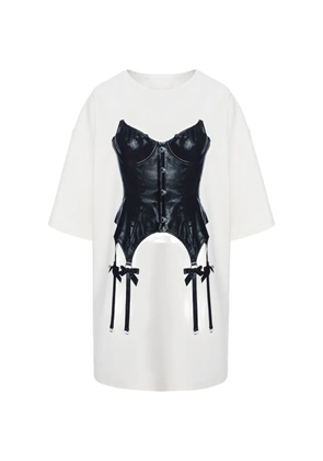 HAMZA Kyoto Corset printed dress - White