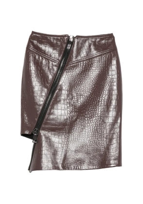 MITILIANE COUTURE croc-effect zipped leather skirt - Red