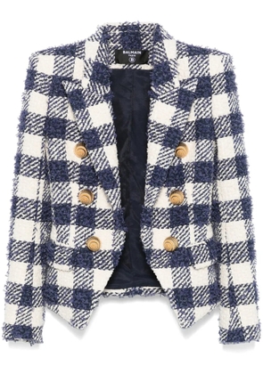 Balmain gingham-check tweed blazer - White