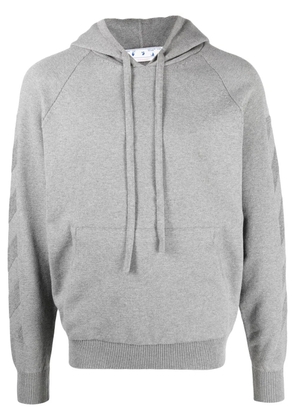 Off-White knitted logo-detail hoodie - Grey
