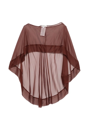Alberta Ferretti sheer ruffled cape - Brown