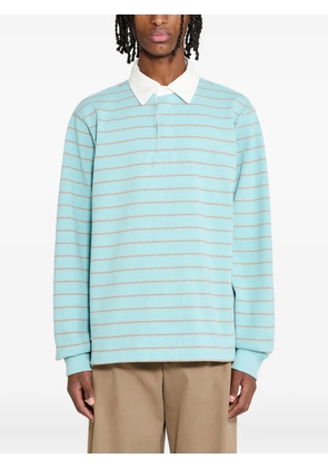 Stüssy pin-striped long-sleeve polo shirt - Blue