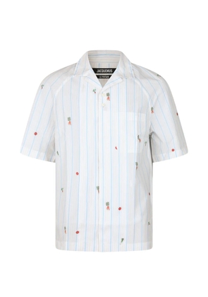 Jacquemus embroidered striped-pattern shirt - White