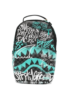 Sprayground graffiti-print checkered backpack - Black