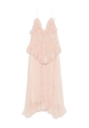Alberta Ferretti ruffled lace midi dress - Pink