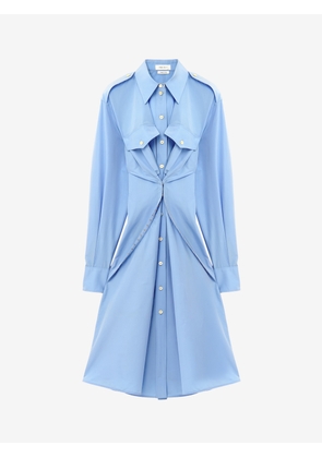 McQueen Gathered Shirt Dress - Blue - Women - 14