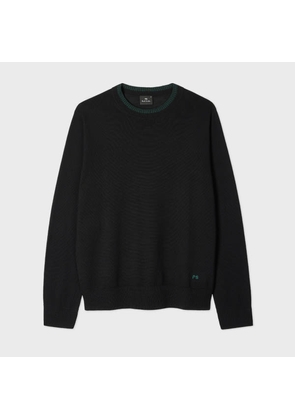 PS Paul Smith Black Contrast-Collar Merino Wool Sweater