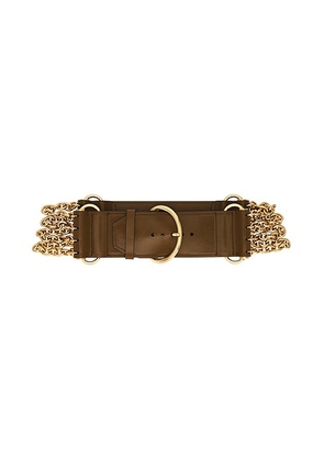 Chloe Camera Chain Belt in Dark Khaki - Brown. Size L (also in M, S).