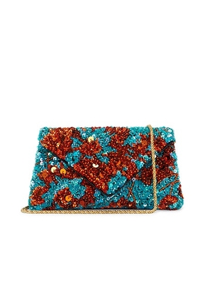 Dries Van Noten Small Envelope Bag in Turquoise - Metallic Copper,Blue. Size all.