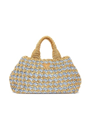 prada Prada Raffia Tote Bag in Blue - Blue,Brown. Size all.