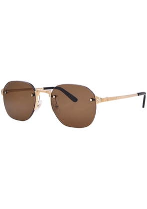 Cartier Santos de Cartier Brown Round Mens Sunglasses CT0459S 006 53