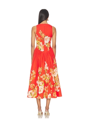 HEMANT AND NANDITA Boat Neck Midi Dress in Orange. Size S. Also in L, M, XS, XXS.