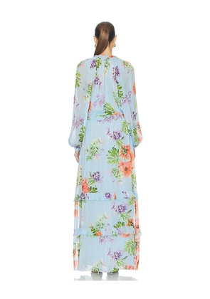 HEMANT AND NANDITA Waist Detail Maxi Kaftan With Slip in Baby Blue. Size S. Also in XXS, XS, M, L, XL, XXL.