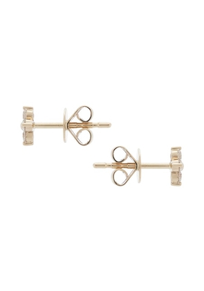 EF COLLECTION Diamond Fleur Stud Earring in Metallic Gold.