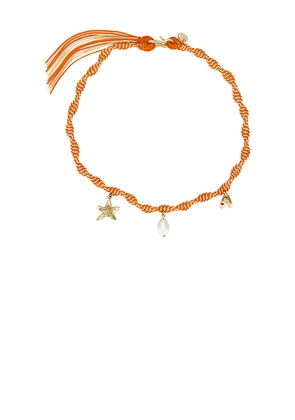 Alemais Calypso Macrame Charm Necklace in Orange.
