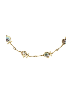 Alemais Calypso Paua Fish Necklace in Metallic Gold.