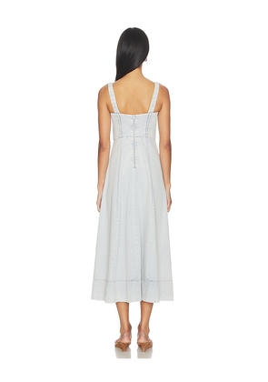 Bardot Lilah Denim Midi Dress in Blue. Size 2. Also in 4, 8, 12.