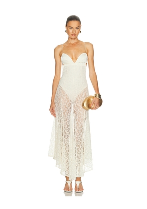 Camila Coelho Katerina Midi Dress in Ivory. Size XXS. Also in XS, S, M, L, XL.