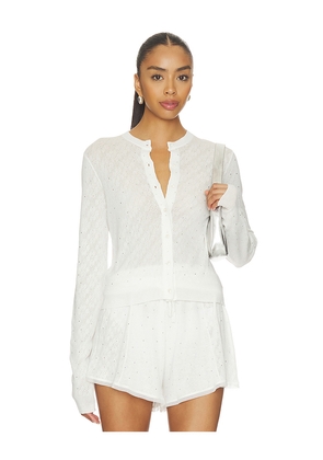 AREA Girly Rib Knit Cardigan in White. Size XS. Also in M, S.