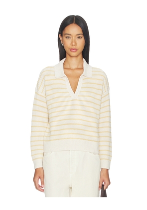 eberjey Fine Gauge Polo Top in White,Yellow. Size XS. Also in S, M, L, XL.