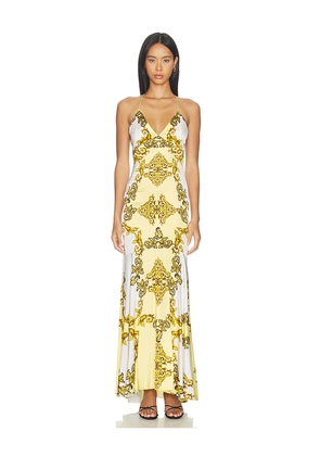 Alice + Olivia Milta Mermaid Slip Dress in Yellow,White. Size 2. Also in 10, 12, 4, 6, 8.