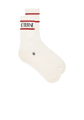 Eterne Logo Sport Sock in Cream.