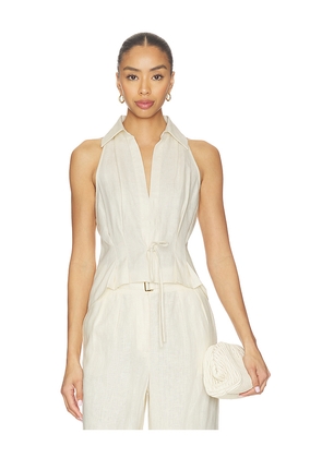 HEVRON Sloan Linen Vest in Ivory. Size XS. Also in S, M, L.