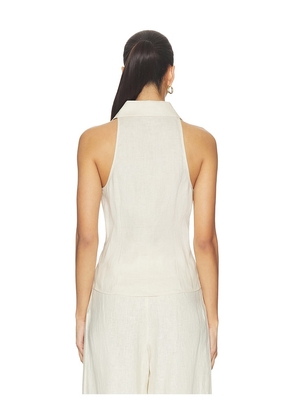 HEVRON Sloan Linen Vest in Ivory. Size XS. Also in L, M, S.
