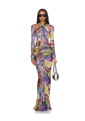 Lapointe Halter Ruched Gown in Purple. Size XL. Also in S, XS.