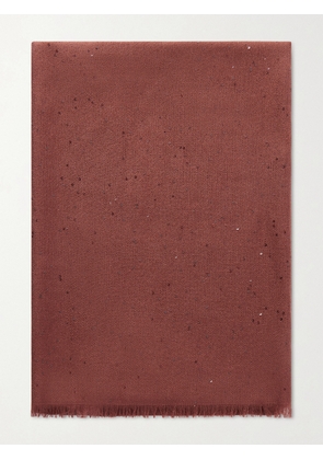 Brunello Cucinelli - Sequined Cashmere And Silk-blend Scarf - Burgundy - One size