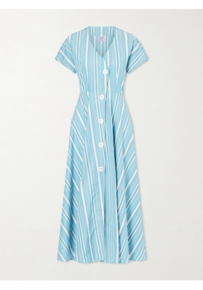 Thierry Colson - Cassandra Striped Cotton-poplin Midi Dress - Blue - x small,small,medium,large,x large