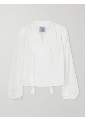 Thierry Colson - Guise Embroidered Cotton Blouse - Neutrals - x small,small,medium,large,x large