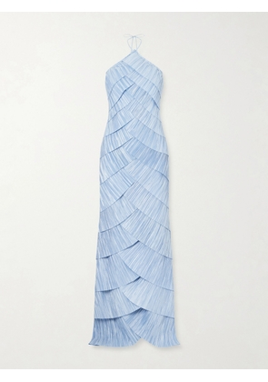Cult Gaia - Marsla Plissé-satin Halterneck Maxi Dress - Blue - US0,US2,US4,US6,US8