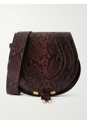 Chloé - Marcie Snake-effect Leather Shoulder Bag - Brown - One size