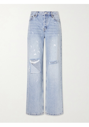 Still Here - Painter Distressed Mid-rise Straight-leg Jeans - Blue - 23,24,25,26,27,28,29,30,31,32