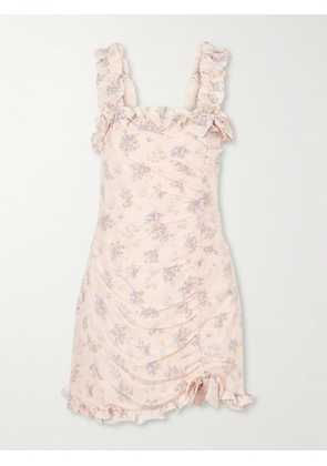 Alessandra Rich - Floral-print Silk Mini Dress - Pink - IT36,IT38,IT40,IT42,IT44,IT46