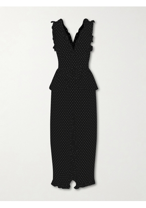 Alessandra Rich - Bow-embellished Polka-dot Silk Midi Dress - Black - IT36,IT38,IT40,IT42,IT44,IT46
