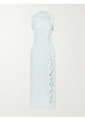 Alessandra Rich - Printed Silk Midi Dress - Blue - IT36,IT38,IT40,IT42,IT44,IT46