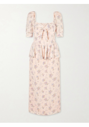 Alessandra Rich - Floral-print Silk-satin Midi Dress - Pink - IT36,IT38,IT40,IT42,IT44,IT46