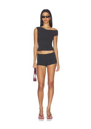 MORE TO COME Jackelina Short Set in Black,White. Size XXS. Also in XS, S, M, L, XL.