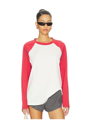 LIONESS Kravitz Baseball Tee in Red. Size S. Also in XXS, XS, M, L.
