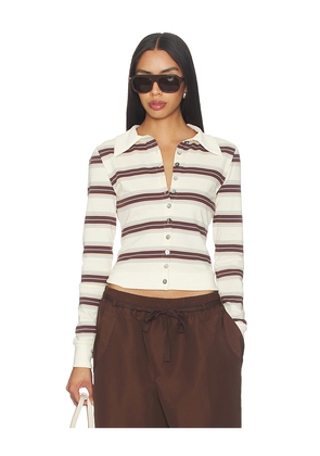 LIONESS Bada Bing Jersey in Cream,Brown. Size S. Also in XS, XXS.