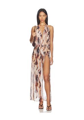 superdown Tovianna Halter Maxi Dress in Brown. Size XS. Also in L, M, S, XL, XXS.