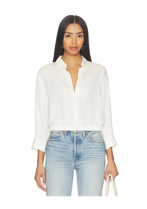Theory Quarter Sleeve Cropped Shirt in Ivory. Size S. Also in M, L, XL.