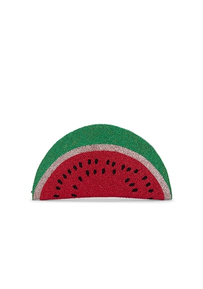 SIMONMILLER Beaded Lune Clutch in Red.