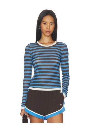 P.E Nation Serene Stripe Longsleeve Tee in Blue,Chocolate. Size S. Also in XS, L, XL.