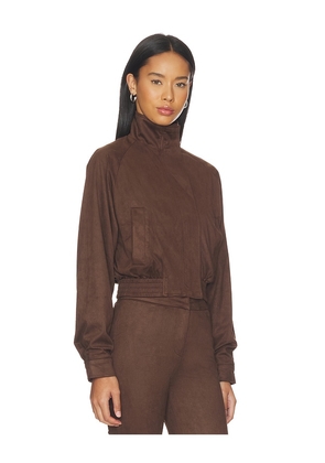 superdown Ayla Faux Suede Jacket in Chocolate. Size XXS. Also in XS, S, M, L, XL.