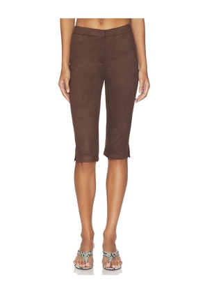 superdown Ayla Faux Suede Capri in Chocolate. Size XXS. Also in XS, S, M, L, XL.