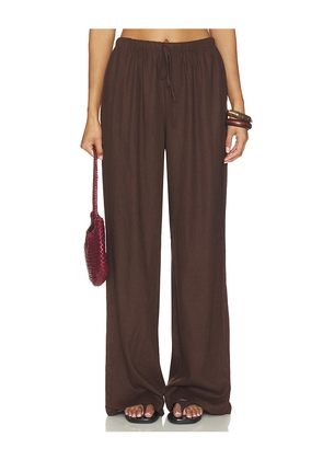 Tularosa Kai Linen Pant in Chocolate. Size XXS. Also in XS, S, M, L, XL.